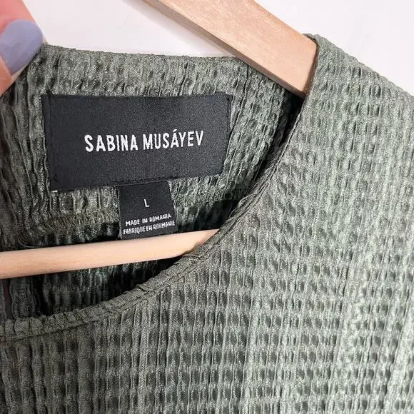 Subina Musayev Anthropologie Textured Renaissance Midi Dress Size Large Green - Picture 7 of 11